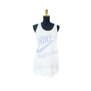 Nike White Blue Track & Field Tank Top - Size L